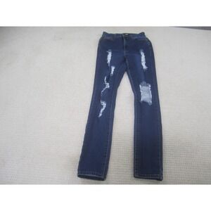 Fashion Nova Jeans Womens 5 Blue Dark Wash Distressed Skinny Stretch Denim‎